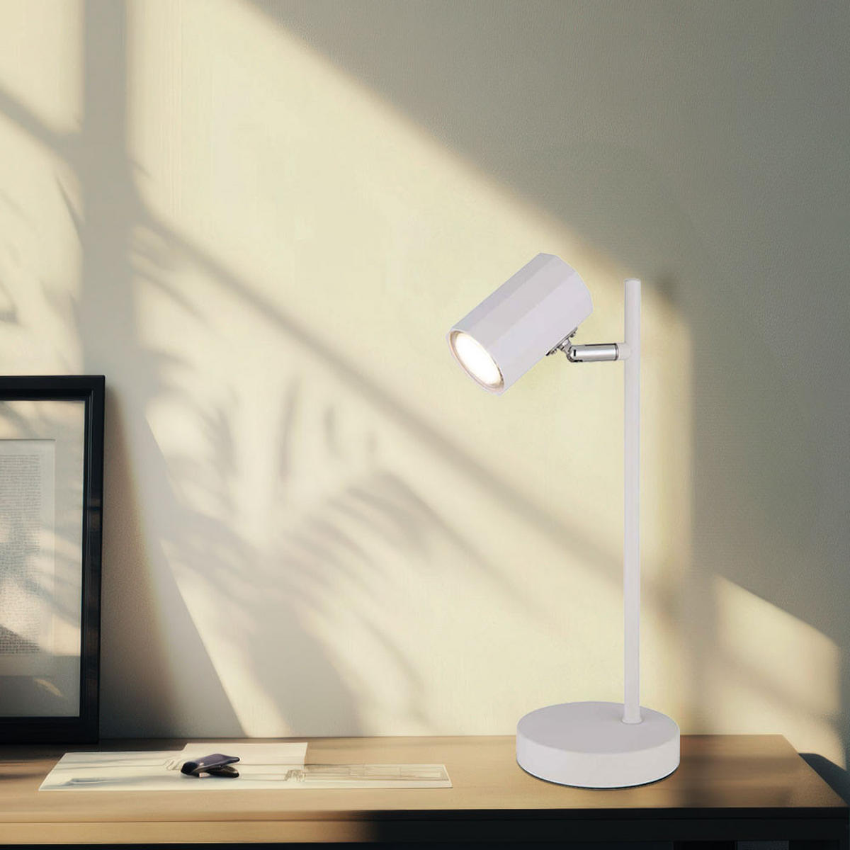 TISCHLEUCHTE James Weiß Flexibel Verstellbar - Weiß, Metall (16.5/12/35cm) - Globo Lighting