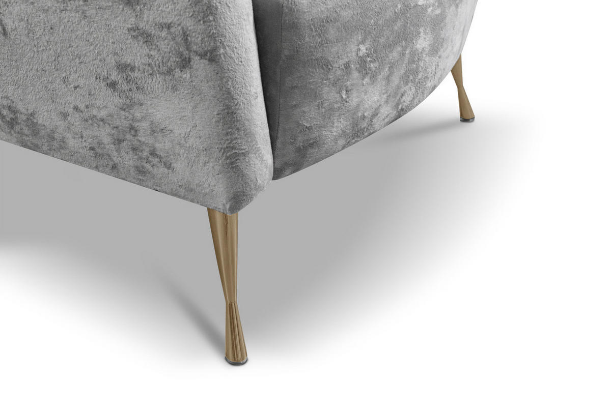 POLSTERSESSEL Adria mit Metallfüßen - Goldfarben/Grau, Holzwerkstoff/Textil (87/78/83cm) - Ravio