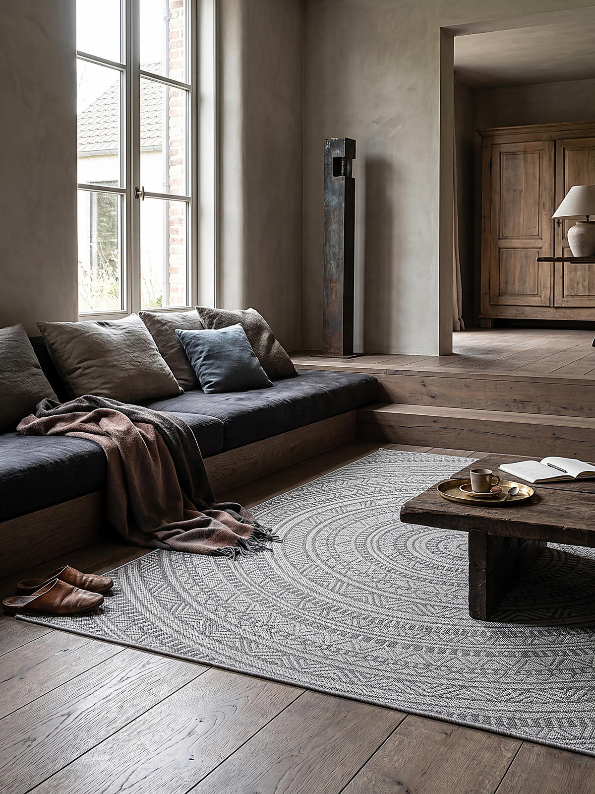 FLACHWEBTEPPICH Orientalisch BORNO Polypropylen Anthrazit 160 x 220 cm - Anthrazit, Textil (160/220cm) - KADIMA DESIGN