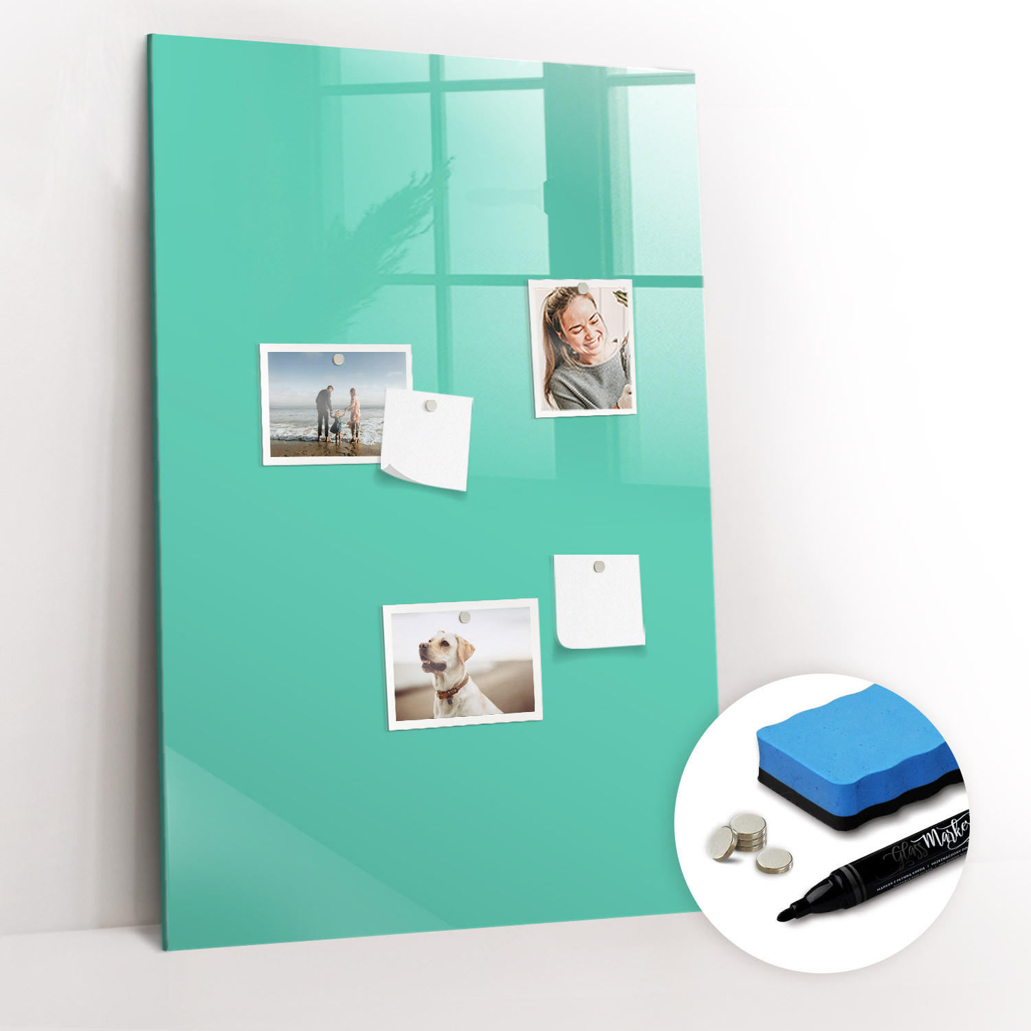 MAGNETTAFEL 60x90 Türkis schwarzer Marker - Türkis, Glas (60/0.4/90cm) - TULUP