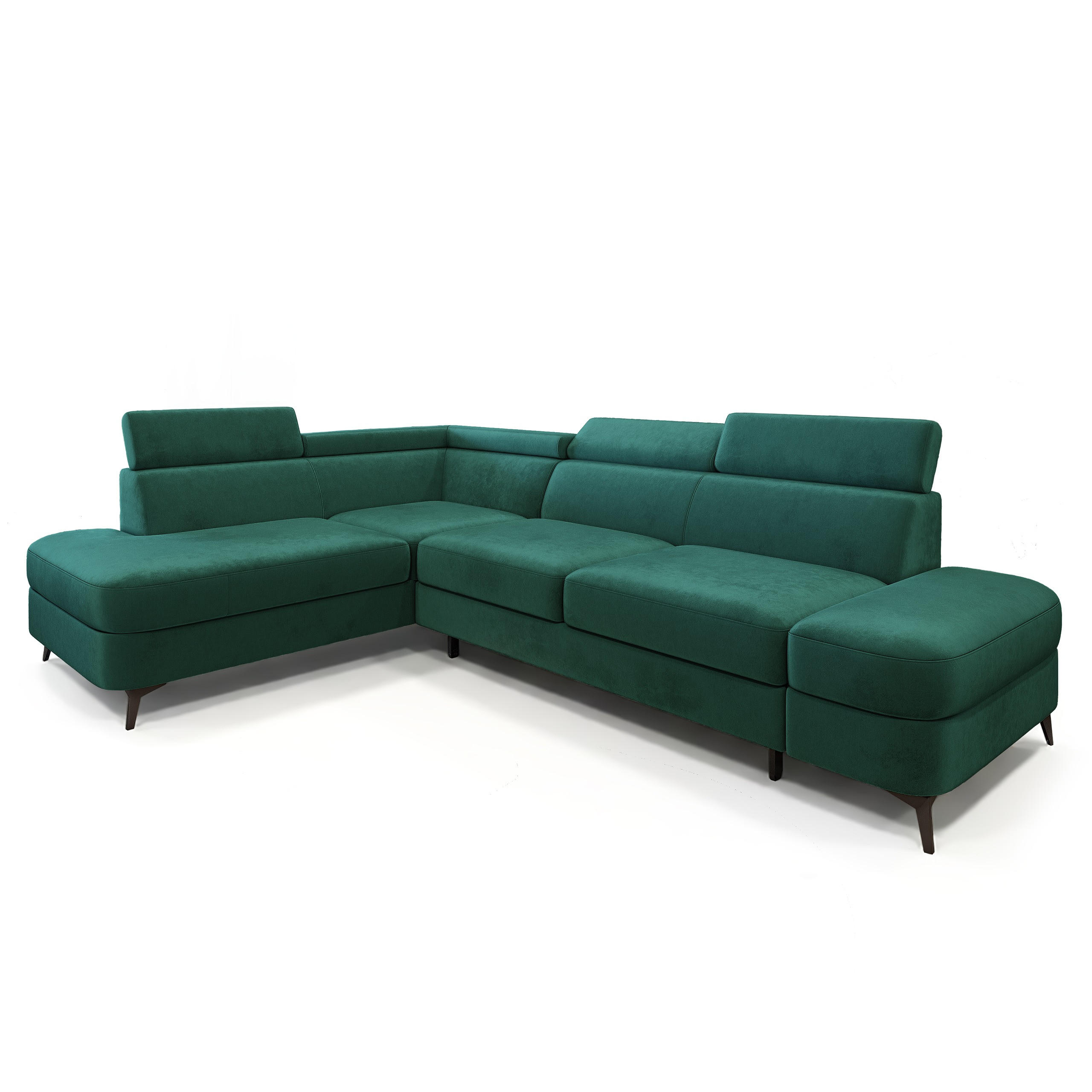 ECKSOFA AVISE M L-S Grün Velours-Stoff mit Schlaffunktion - Grün, Holzwerkstoff/Textil (268/195cm) - MASSENO
