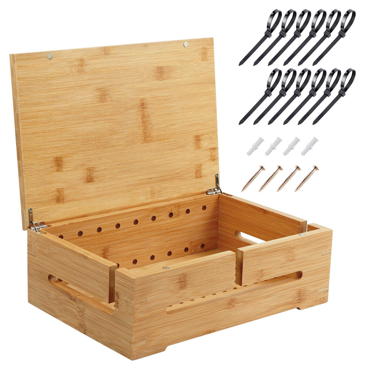 KABELSKA kutija - svijetlo smeđa, drvo (22/32/11cm) - Relaxdays