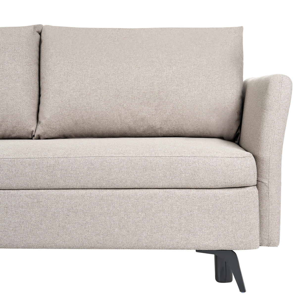 ROZKLÁDACÍ ROHOVÁ POHOVKA 3-místná Látka Béžová s úložným prostorem pravostranná Koge - béžová, textil (281/93cm) - Beliani