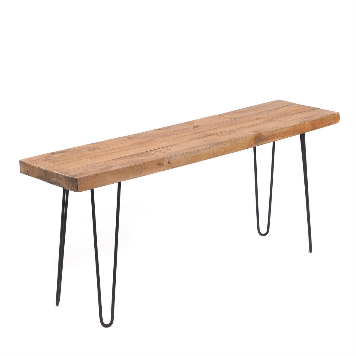 SITZBANK BOHLE Mahagoni Holz mit Metallgestell naturfarben - Naturfarben, Holz (120/50/30cm) - DESIGN DELIGHTS