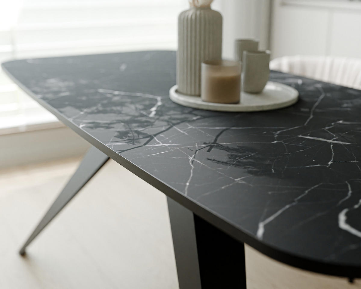 AUSZIEHTISCH FENTO 160/80/76 cm, Schwarz - Schwarz, Holzwerkstoff/Metall (80/160/76cm) - Idohome