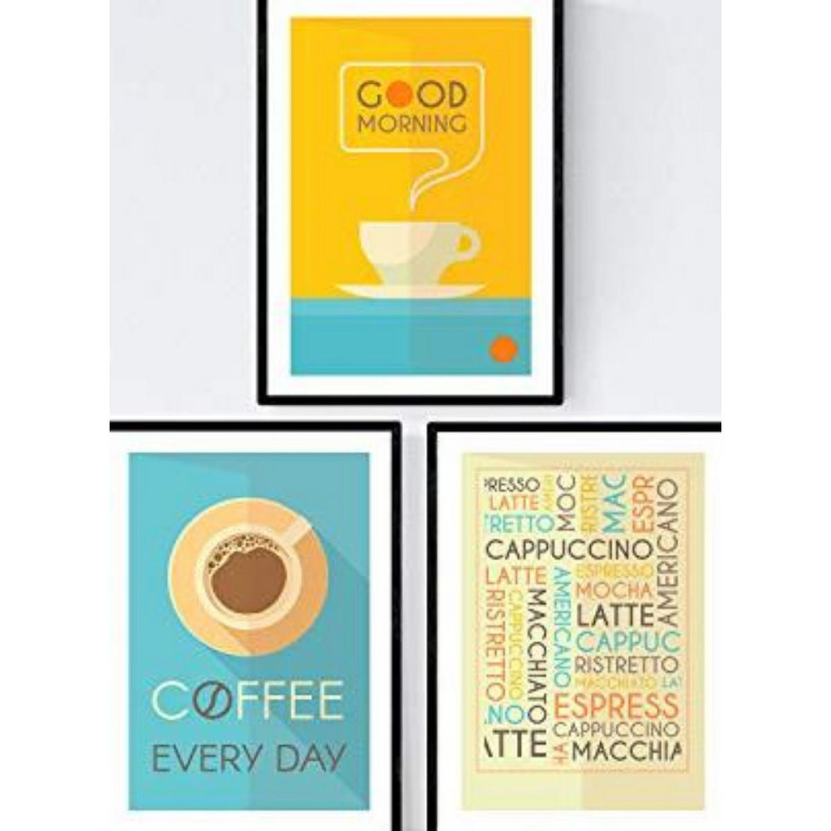 POSTER Set Mit 3 Kaffee Blätter Retro 2 A3 Rahmenlos - Klar, Papier (29.7/5/42cm) - Nacnic