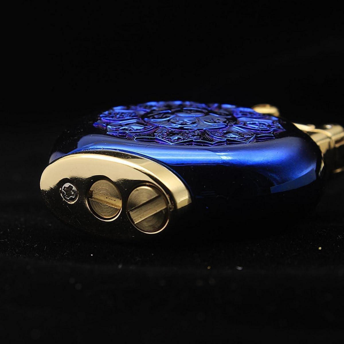 FEUERZEUG Vintage Blau Winddicht Rotierende Zündung - Multicolor, Metall (4/1.2/7cm)