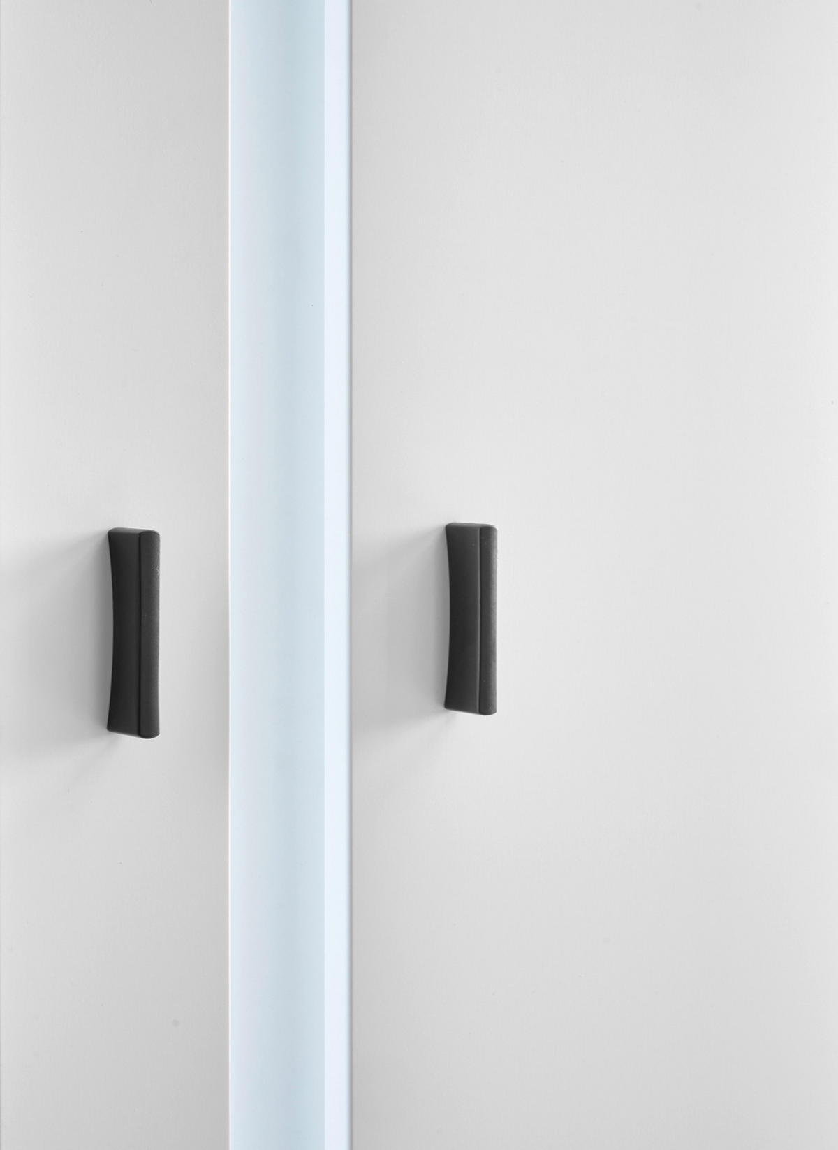VITRINE weiß matt, Vitrinenschrank inklusive Frontbeleuchtung 80 x 200 cm - Silberfarben/Schwarz, Glas/Holzwerkstoff (80/200/35cm) - Furn.Design