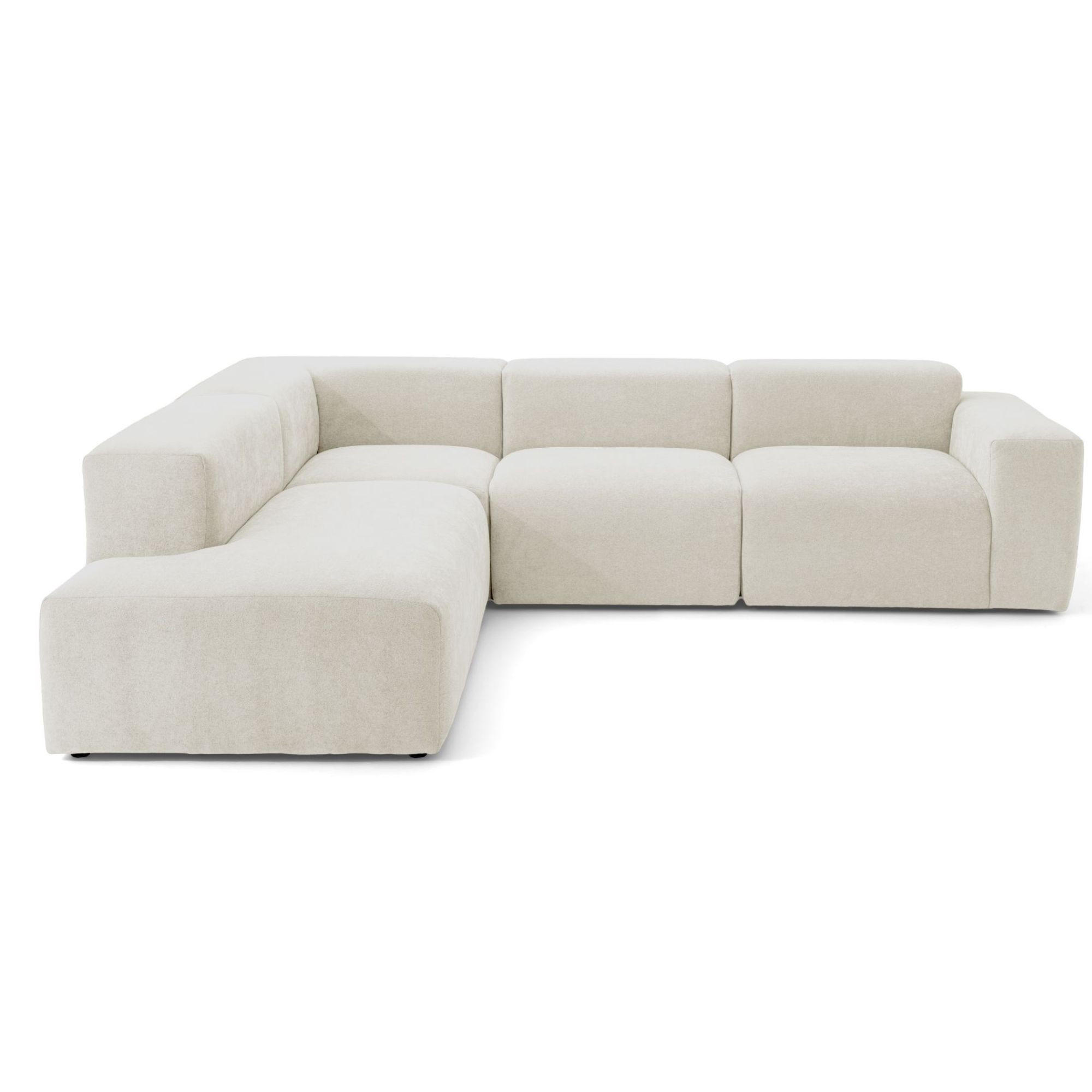 4-SITZER modulares Ecksofa HEAVEN SET 2 Links, Breite 300 cm Webstoff Weiß - Schwarz/Weiß, Holz/Kunststoff (300/245cm) - Muffo
