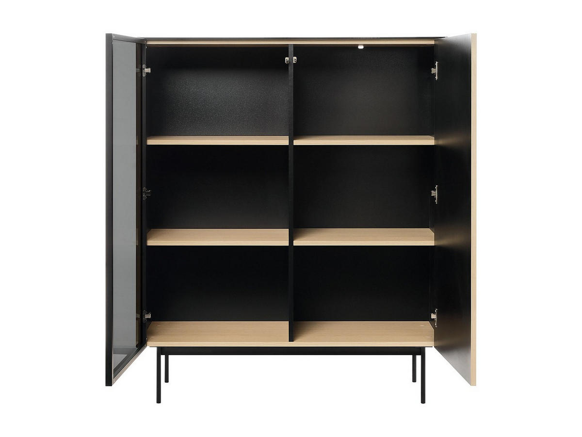 VITRINENSCHRANK - 107 cm x 39 cm - Glas, Holz, Platte - Schwarz, Naturfarben Hell SAYERA - Schwarz/Naturfarben, Glas/Holz (107/127/39cm) - Vente-Unique