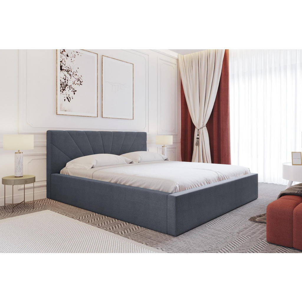 Thumbnail - AX Living Polsterbett, Grau, Textil, Kiefer, Uni, 2-Sitzer, Rechteckig, 160x200 cm, Oeko-Tex®, Oeko-Tex® Standard 100, G...