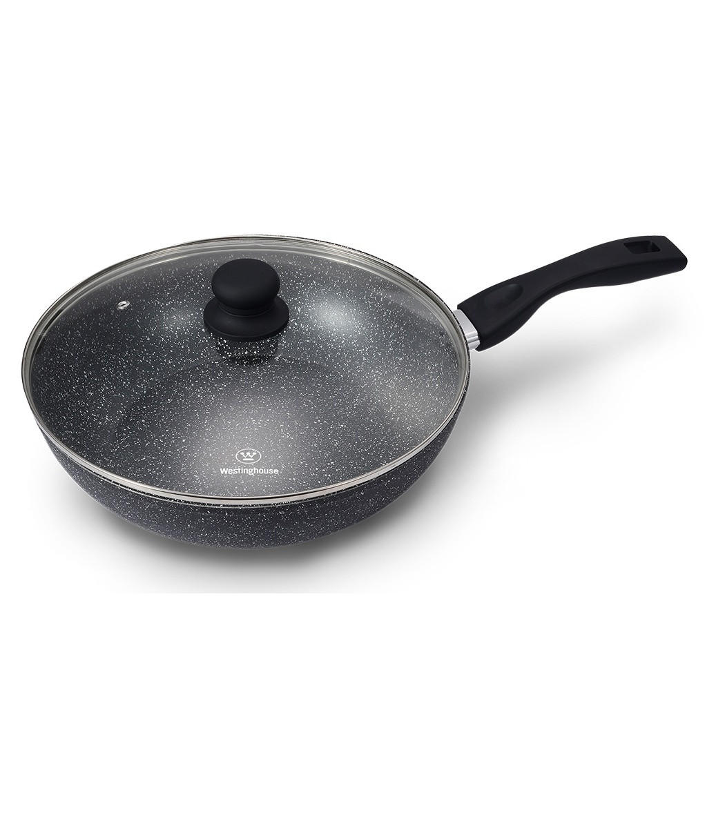 WOKPFANNE Marmor - ø 30 cm - Standard Antihaftbeschichtung - Schwarz, Metall (30cm)