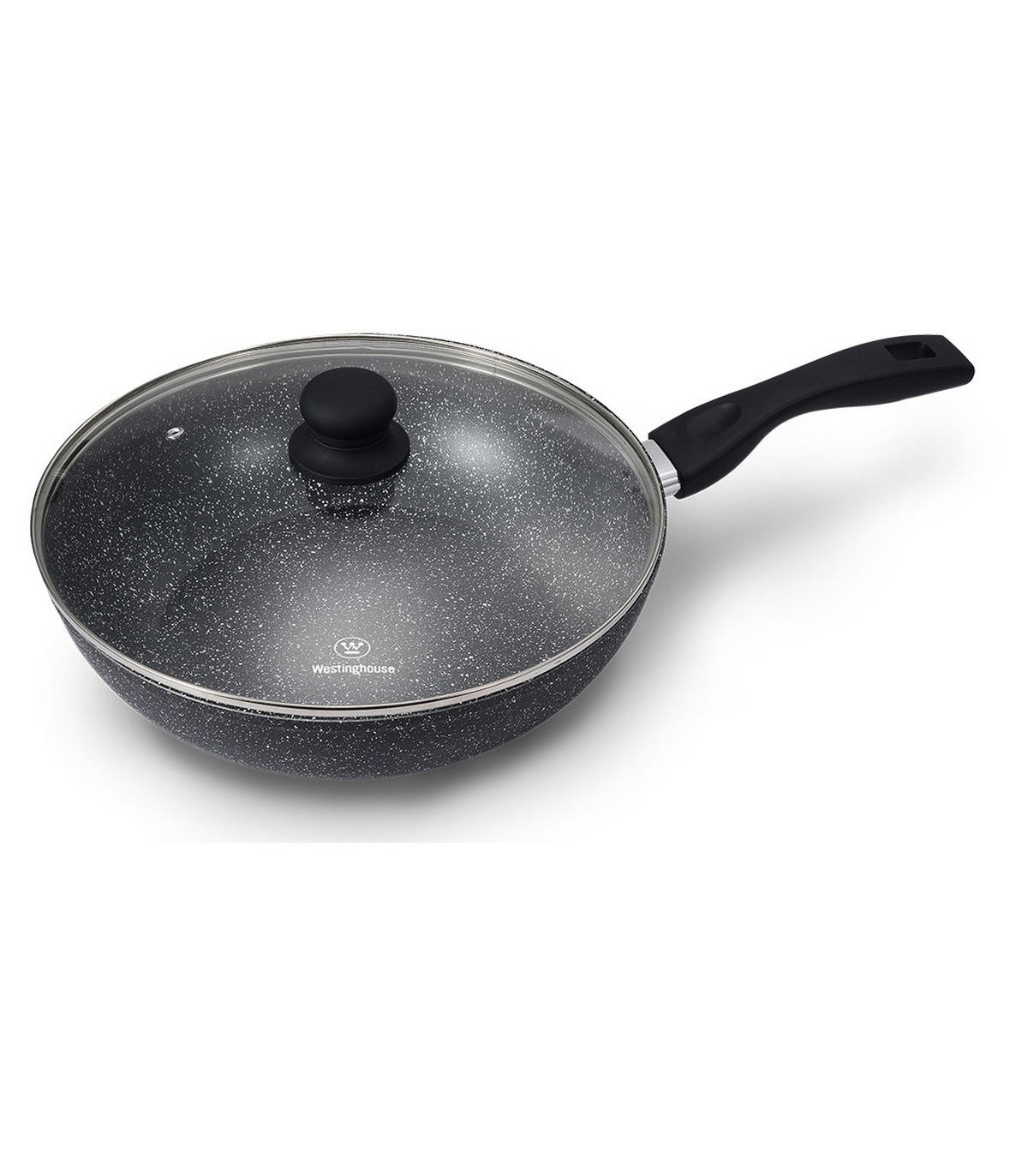 WOKPFANNE Marmor - ø 30 cm - Standard Antihaftbeschichtung - Schwarz, Metall (30cm)