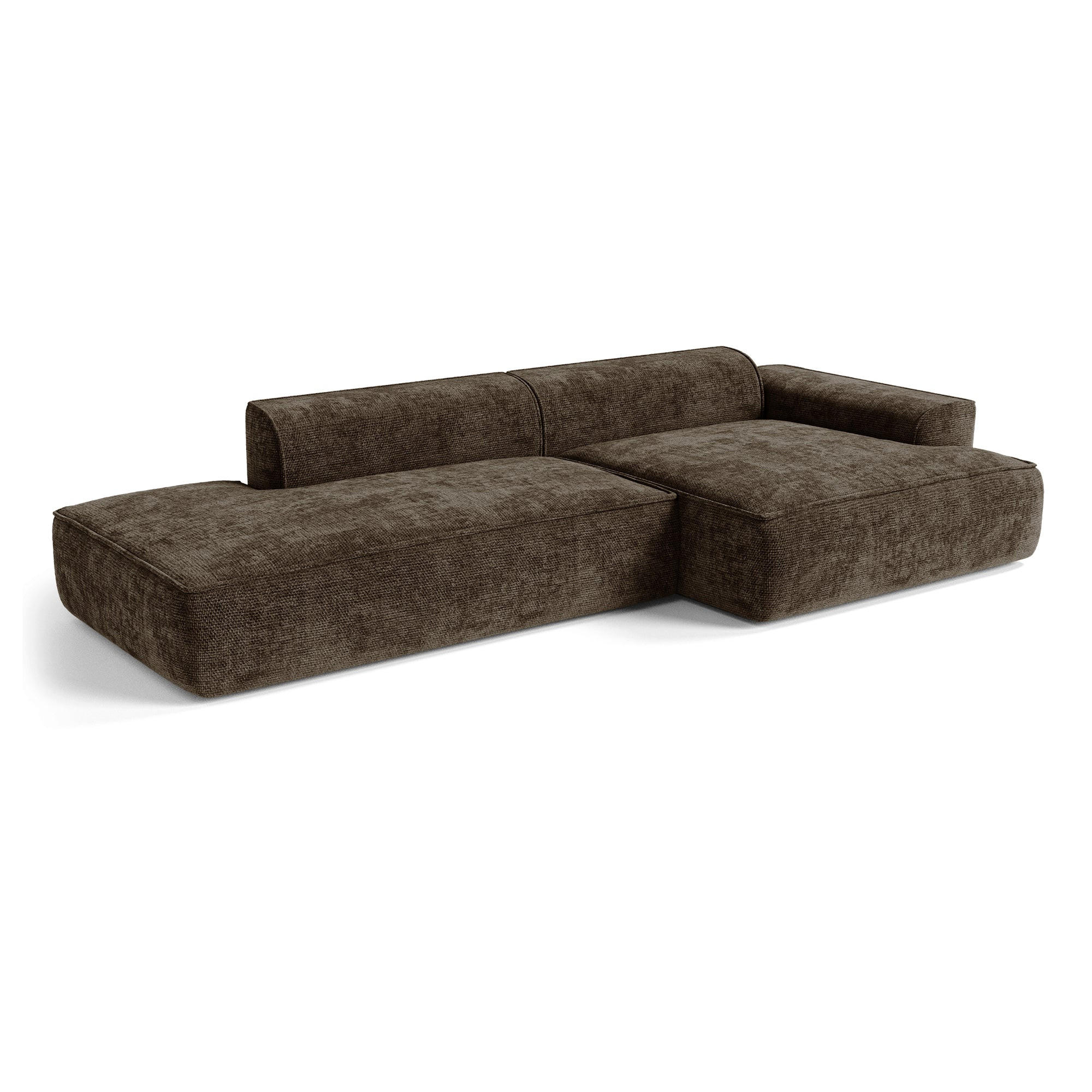 ECKSOFA rechtwinklig HANA Strickvelours Espressobraun 300cm - Dunkelbraun/Braun, Textil (300/155cm) - Premium Interiors