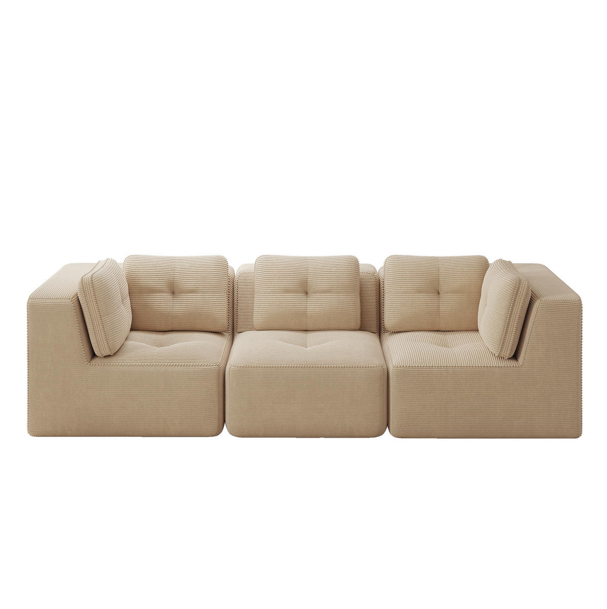 ECKSOFA 297/104/69 cm Beige aus Cord mit tiefer Sitzfläche und modularem Design - Beige, Textil (104/297cm) - OKWISH