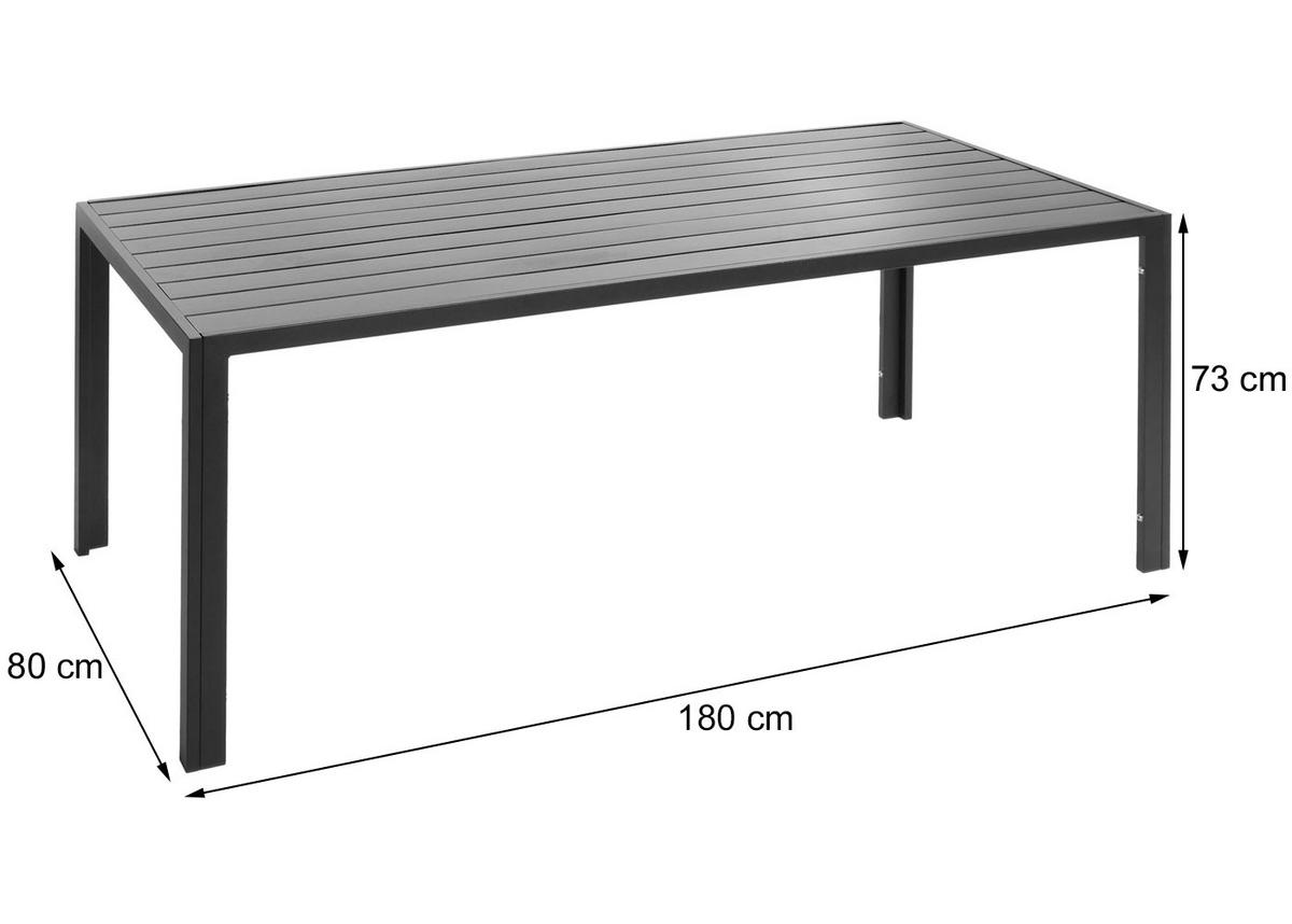 ALU-ESSTISCH rechteck Anthrazit - Anthrazit, Metall (80/180/73cm) - MCW