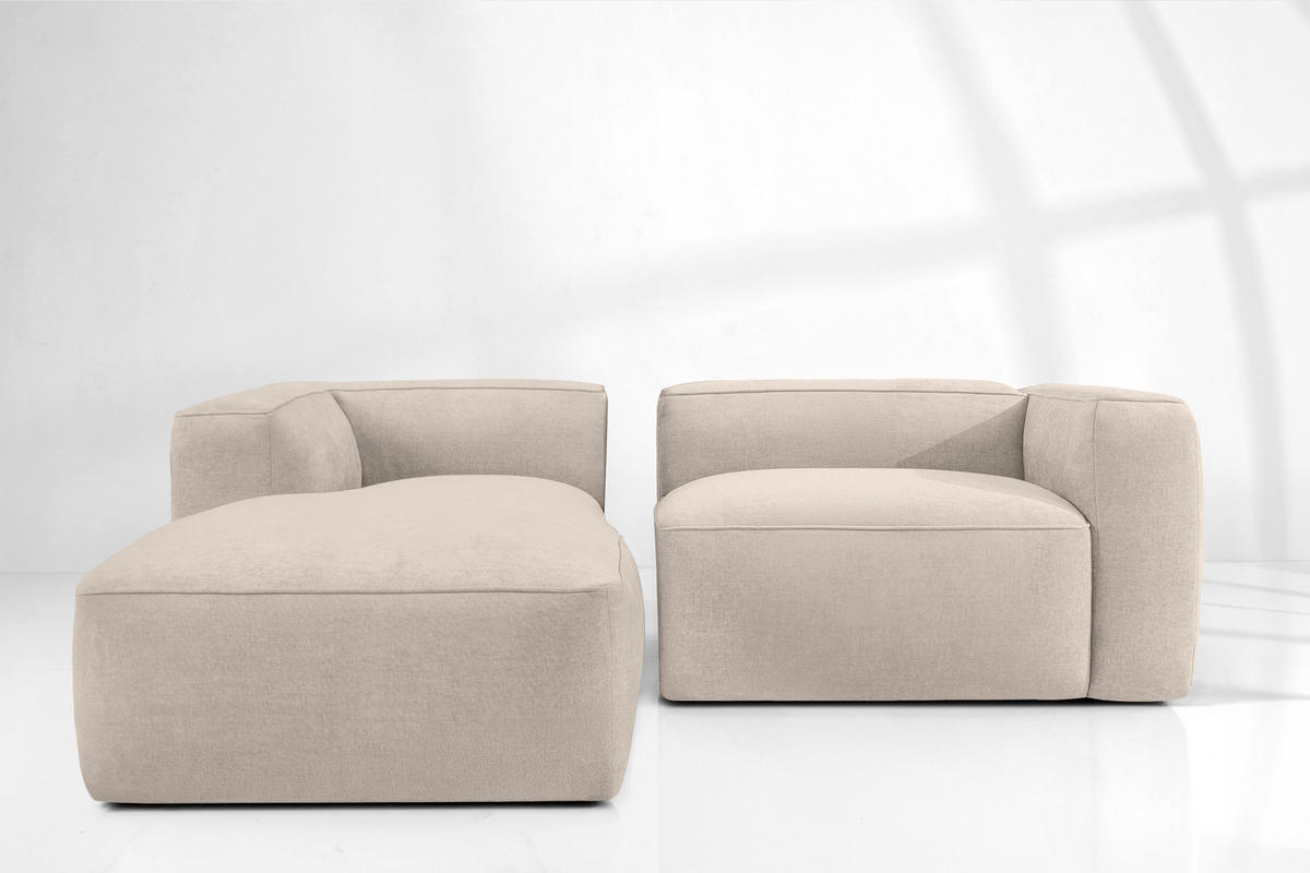 ECKSOFA LINKS FUBBO, Cremig - Creme, Holz/Holzwerkstoff (225/176cm) - KONSIMO®