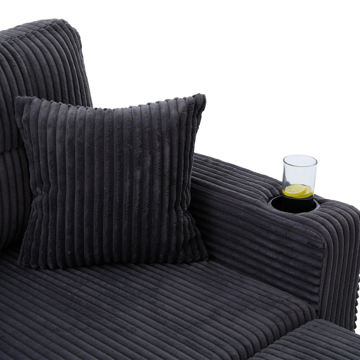 SCHLAFSOFA 3-er Sofa mit Schlaffunktion,Aufbewahrungshocker,Cord,Dunkelgrau - Dunkelgrau, Textil (196/85/119cm) - LVHOM