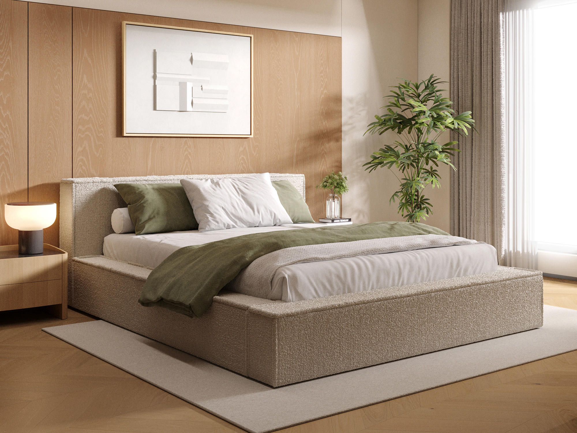 POLSTERBETT Menfi 200x200 cm, Beige - Beige, Textil (200/200cm) - Fedve