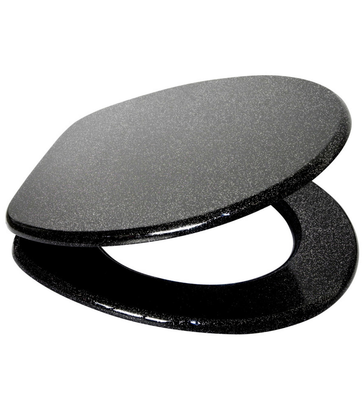 WC-SITZ Glitzer Schwarz - Schwarz, Holzwerkstoff (38/6/47cm) - Sanilo