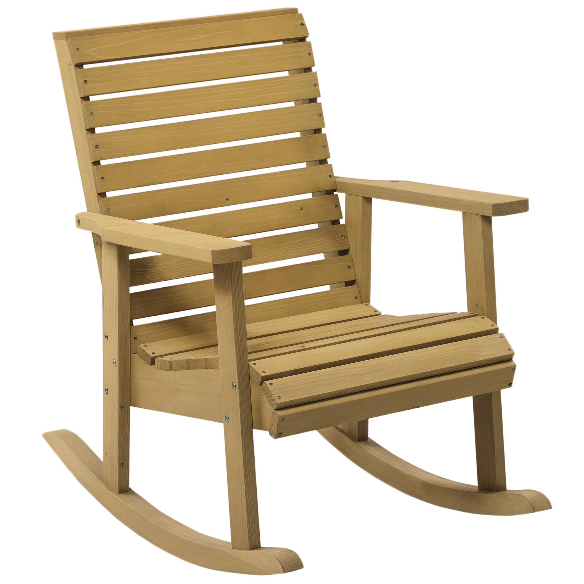 GARTENSTUHL DE-07022 Schaukelfunktion, breiter Sitz & Rückenlehne Naturholz - Braun, Holz (86/85/64cm) - ComfortXL