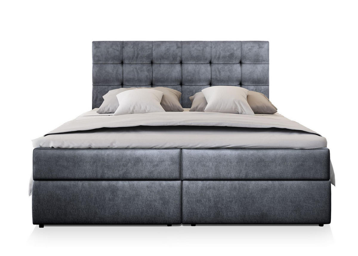 POSTEL BOXSPRING GLOS 180x200 cm, s matrací a úložným prostorem, šedá - šedá, kompozitní dřevo/textil (180/200cm) - MASSENO