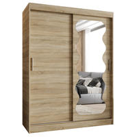 SCHWEBETÜRENSCHRANK 200/150/62 2-türig - Silberfarben/Sonoma Eiche, Holz (150/200/62cm) - MÖBEL KRYSPOL