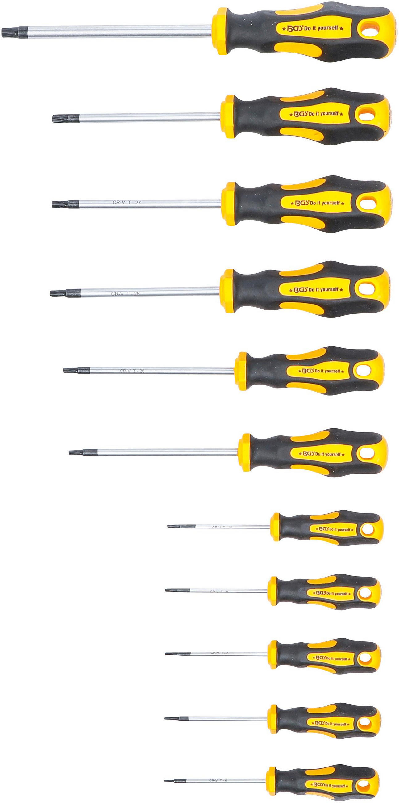 SCHRAUBENDREHER-SATZ | T-PROFIL (FÜR TORX) T6 - T40 | 11-TLG. - Multicolor, Kunststoff/Metall (1/1cm) - BGS technic