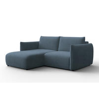 ECKSOFA TAUER 3-Sitzer LINKS, Bouclé-Stoff blau - Blau/Schwarz, Holz/Textil (173/206cm) - Courtois Laville