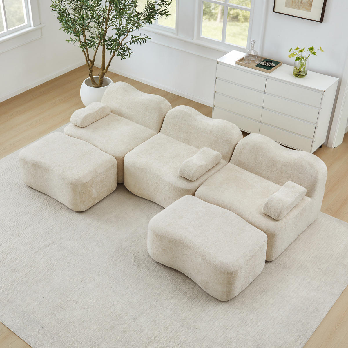 WOHNLANDSCHAFT 288/167/70 cm in Beige aus Samt mit tiefem Sitzkomfort - Beige, Textil (167/70/288cm) - Flora Grace