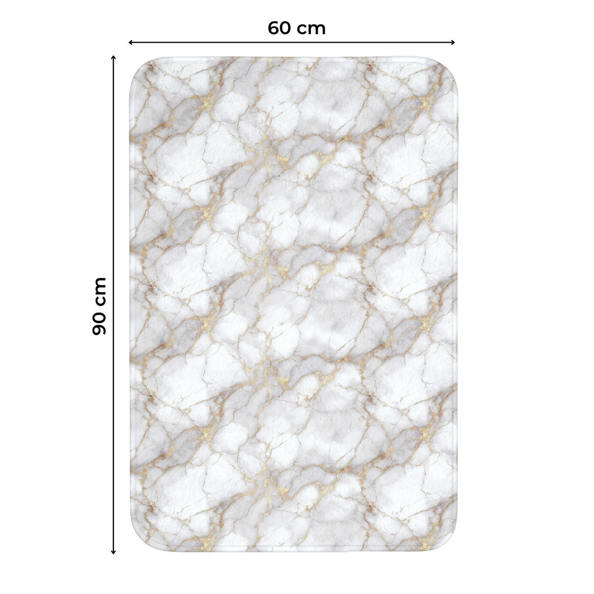 WC-VORLEGER Weiß - Gold - Marmor - Grau Toilettenvorleger 60x90 cm - Weiß, Kunststoff/Textil (60/1cm) - OnlyWow