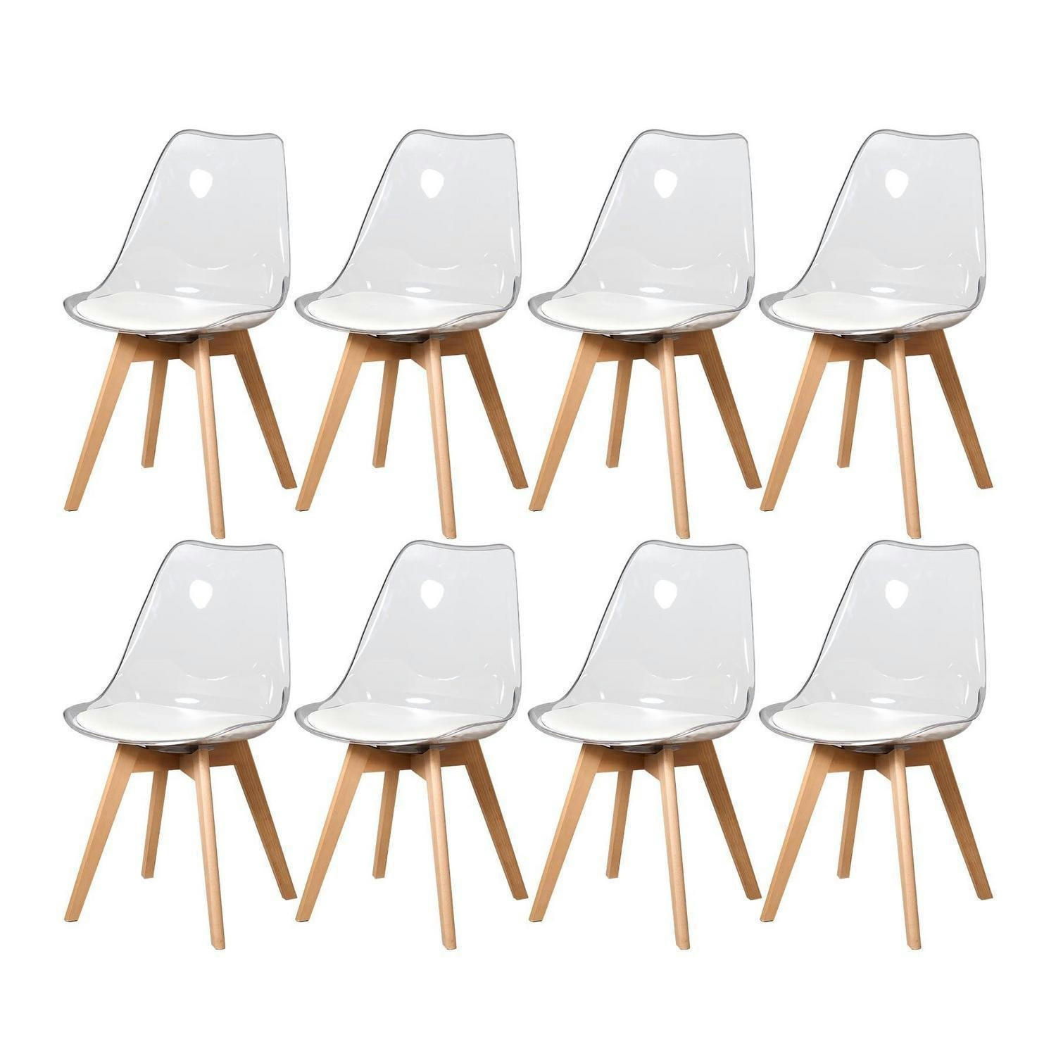ESSZIMMERSTUHL 8-teiliges Set Transparent Weiß - Transparent, Kunststoff (42/83.5/49cm)