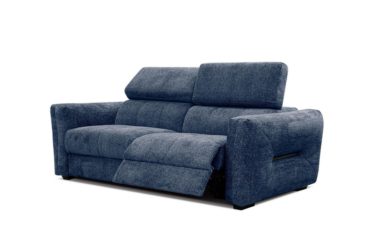 SOFA CALVERA 3-Sitzer mit 1 Relaxfunktion, dunkelblau - Dunkelblau, Holzwerkstoff/Textil (204/79/106cm) - Courtois Laville