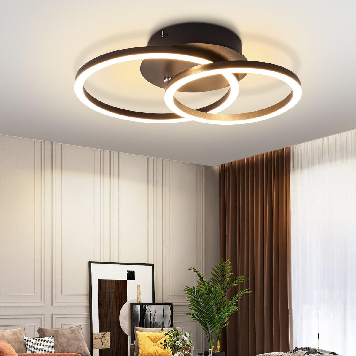 LED-DECKENLEUCHTE Gallagher 34.4/25/7.4 cm - Schwarz, Metall (34.4/25/7.4cm) - Nettlife