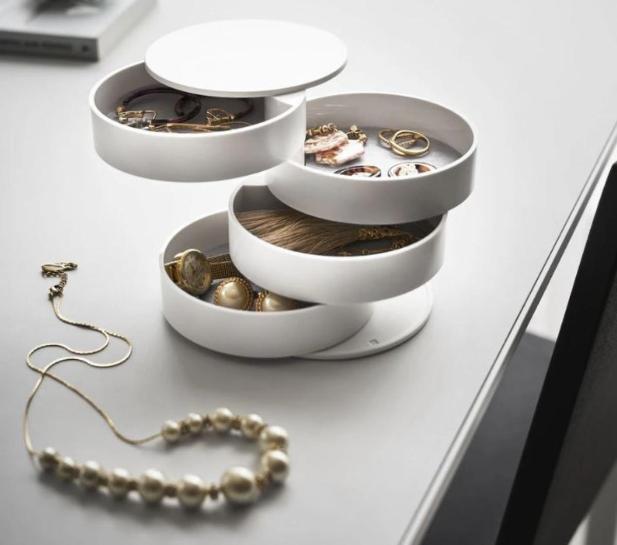 SCHMUCKKÄSTCHEN 4 Ebenen - 10/10/10 cm - Weiß, Kunststoff (10/10/10cm) - Yamazaki