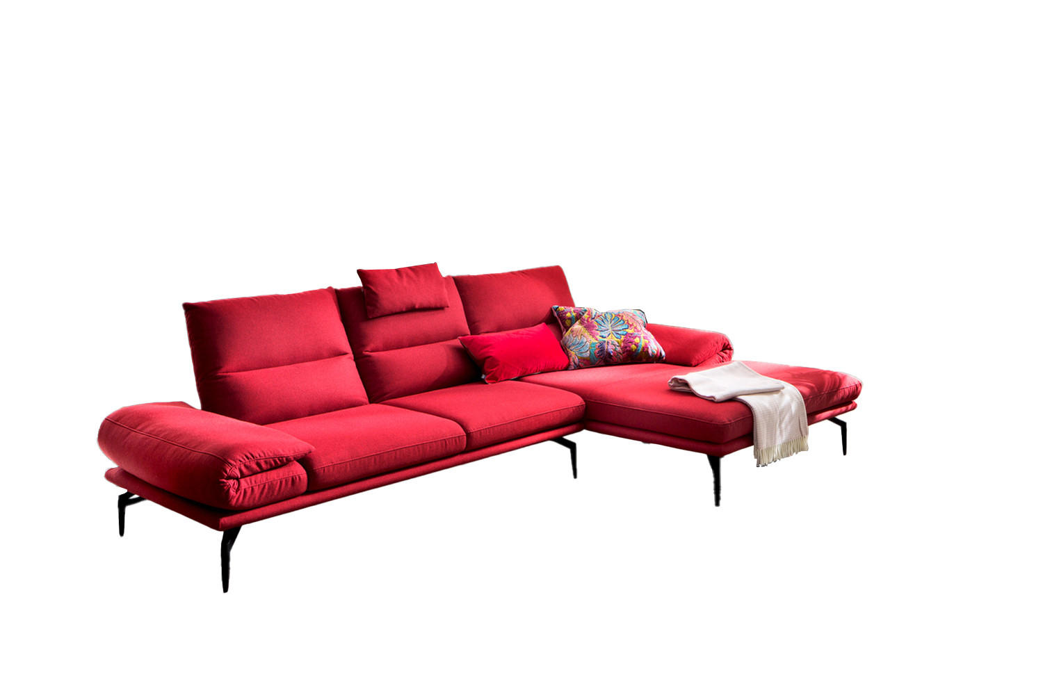 ECKSOFA KIMI Rot Webstoff - Rot/Schwarz, Textil (300/170cm) - KAWOLA