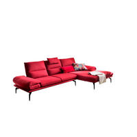 ECKSOFA KIMI Rot Webstoff - Rot/Schwarz, Textil (300/170cm) - KAWOLA
