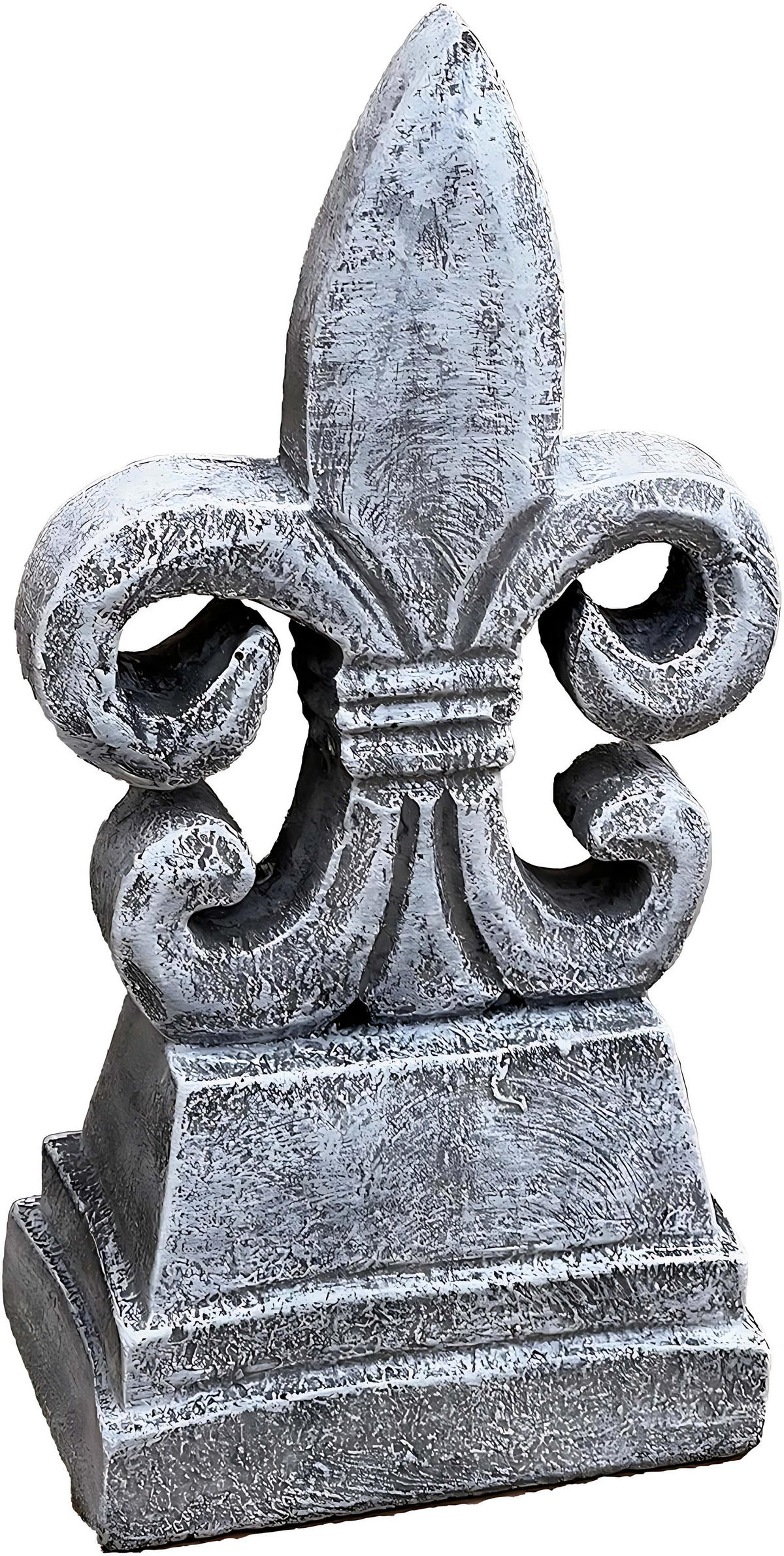 STEINFIGUR Skulptur Fleur de Lys Lilie Ritterlilie frostfest Steinguss - Grau, Stein (12/24/8cm) - stoneandstyle