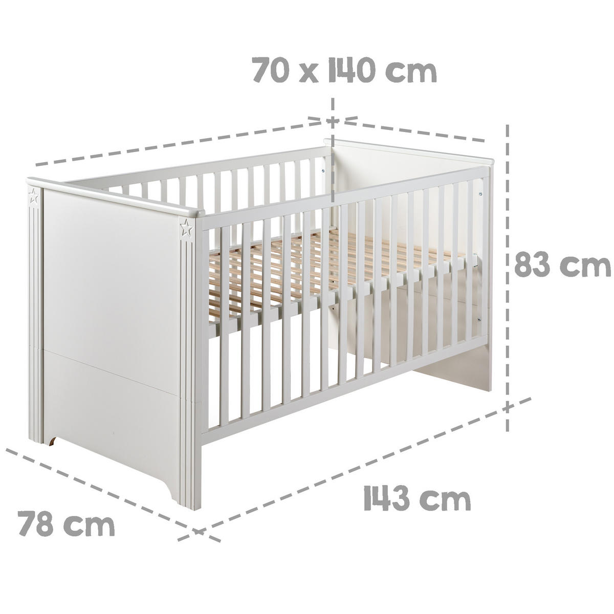 BABYZIMMER-SET Maxi 3-teilig - Weiß, Holzwerkstoff (78/83/143cm) - Roba