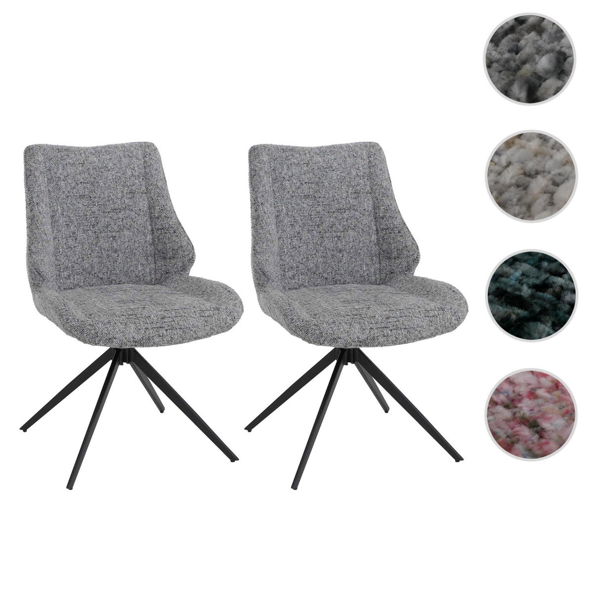 ESSZIMMERSTUHL Schwarz, Grau 2er-Set - Hellgrau/Schwarz, Textil (55/88/63cm) - MCW