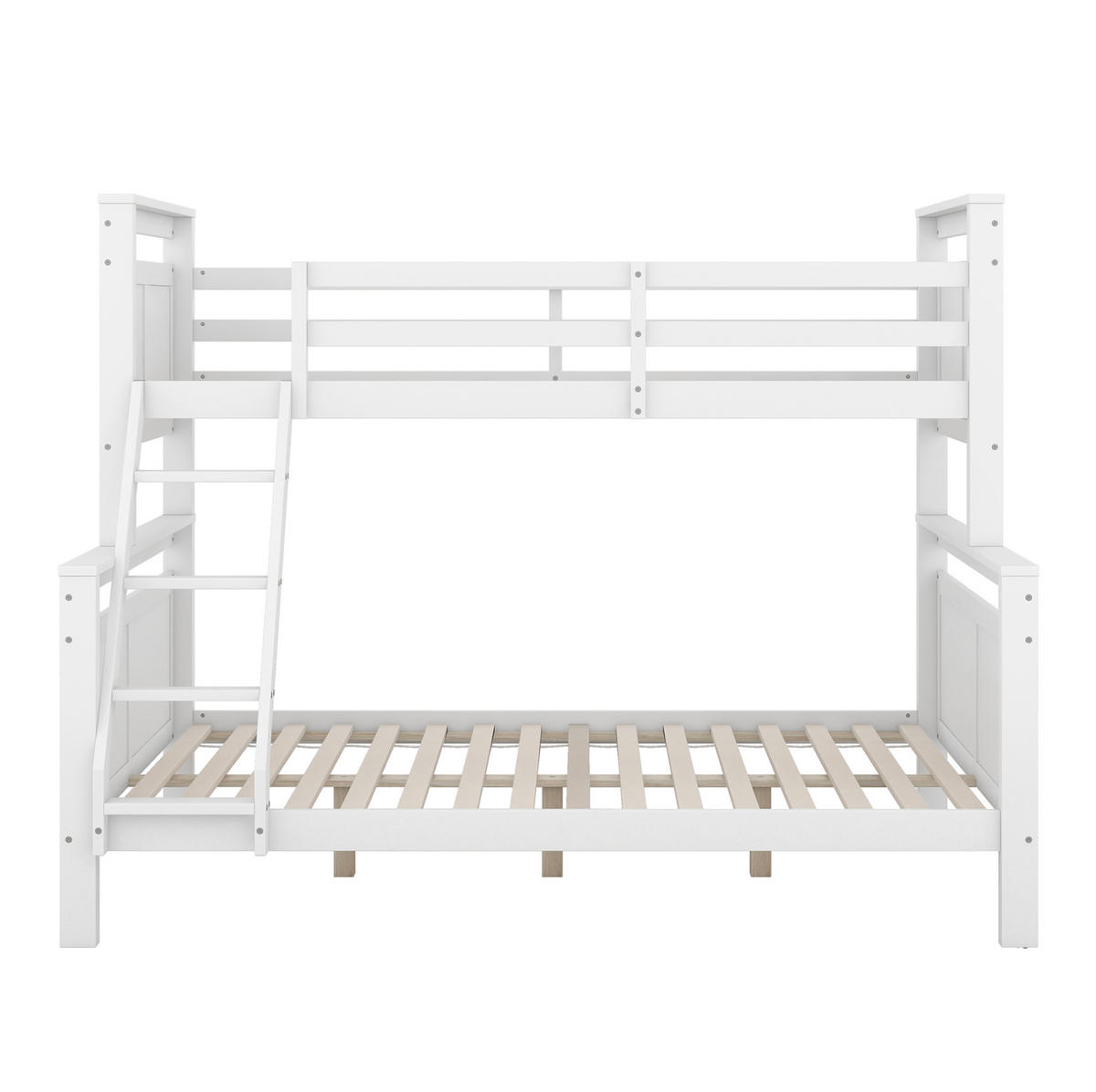 ETAGENBETT 90/140/200 cm, teilbar in 2 Betten mit Leiter und Sicherheitsgeländer aus Kiefern , Weiß - Weiß, Holzwerkstoff (140/200cm) - Redom