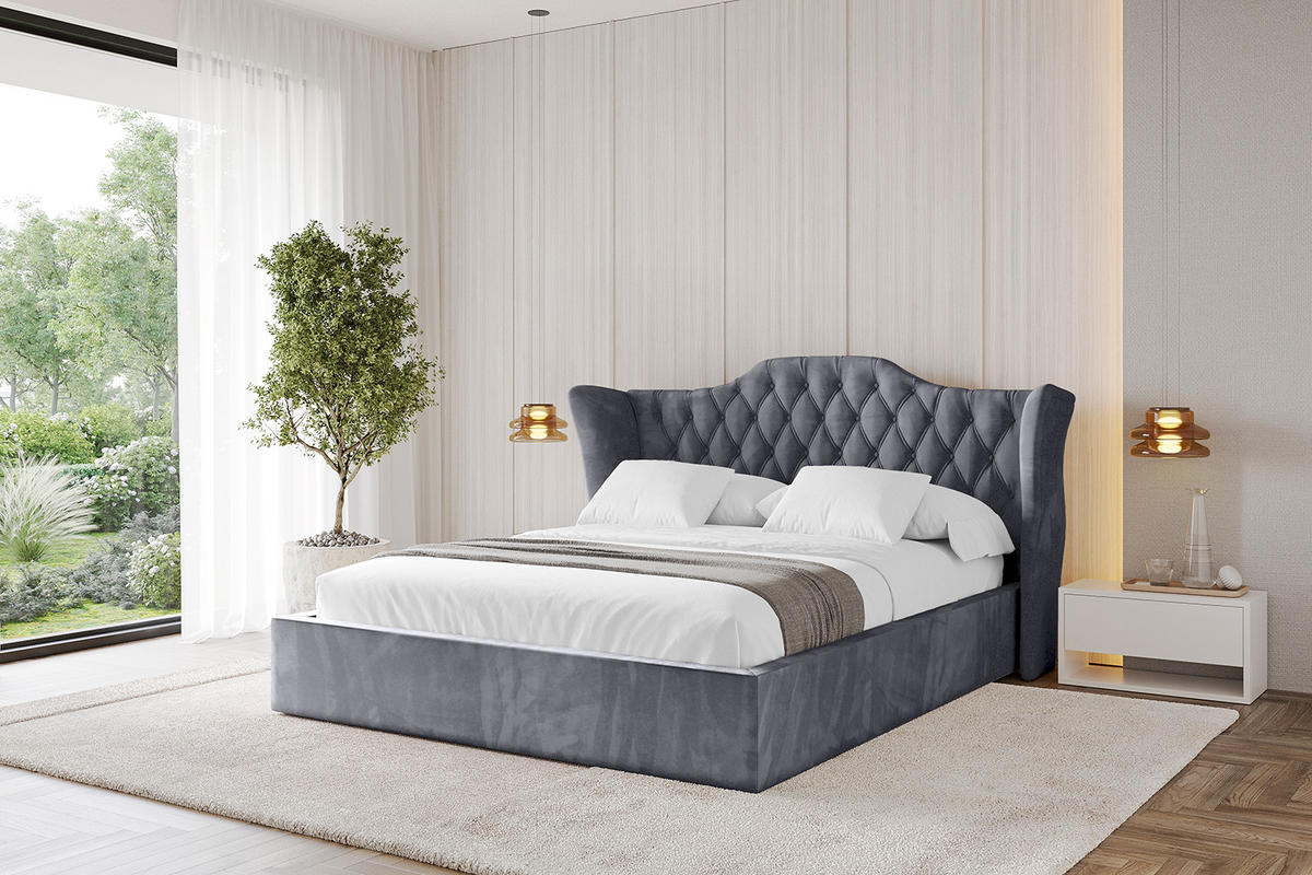 POLSTERBETT mit Bettkasten und Lattenrost, Boxbett ohne Matratze - ZORAN 160x200 Dunkelgrau - Dunkelgrau, Holzwerkstoff/Textil (160/200cm) - ALTDECOR