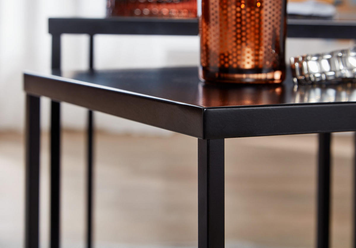BEISTELLTISCH Set – 2-teilig Schwarz Stahl Industriestil mit Anti-Rutsch - Schwarz, Metall (40/40/45cm) - KADIMA DESIGN
