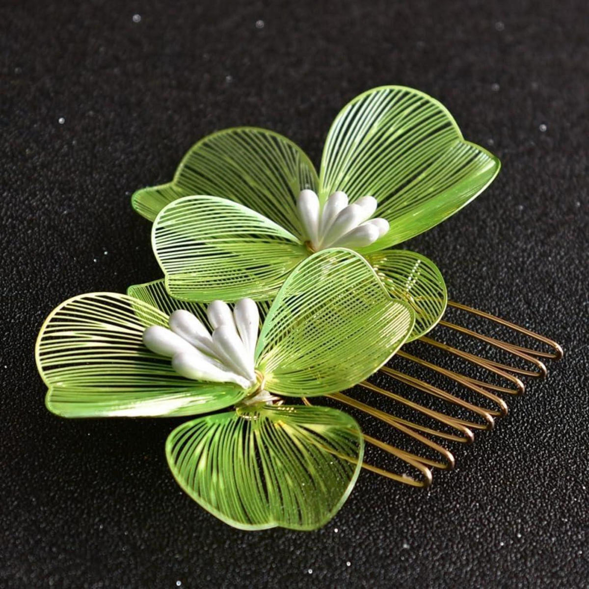 HAARKAMM 4er Set 7 x 6 cm Grün - Grün, Metall (6/1/7cm)