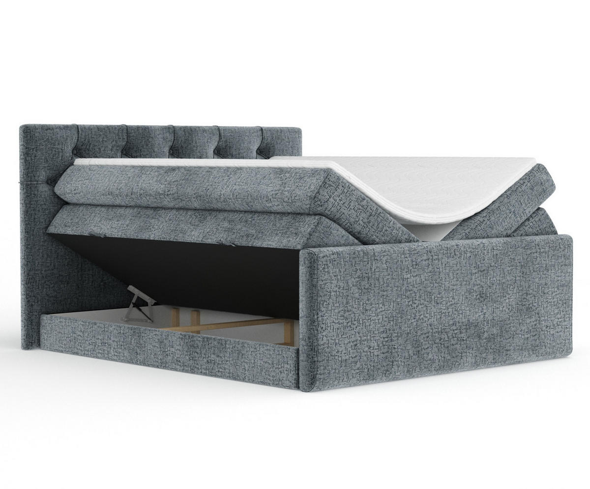 BOXSPRINGBETT Hugo Blau Grau 160/200 cm - Blaugrau/Schwarz, Holz/Holzwerkstoff (160/200cm) - Maison de Reve