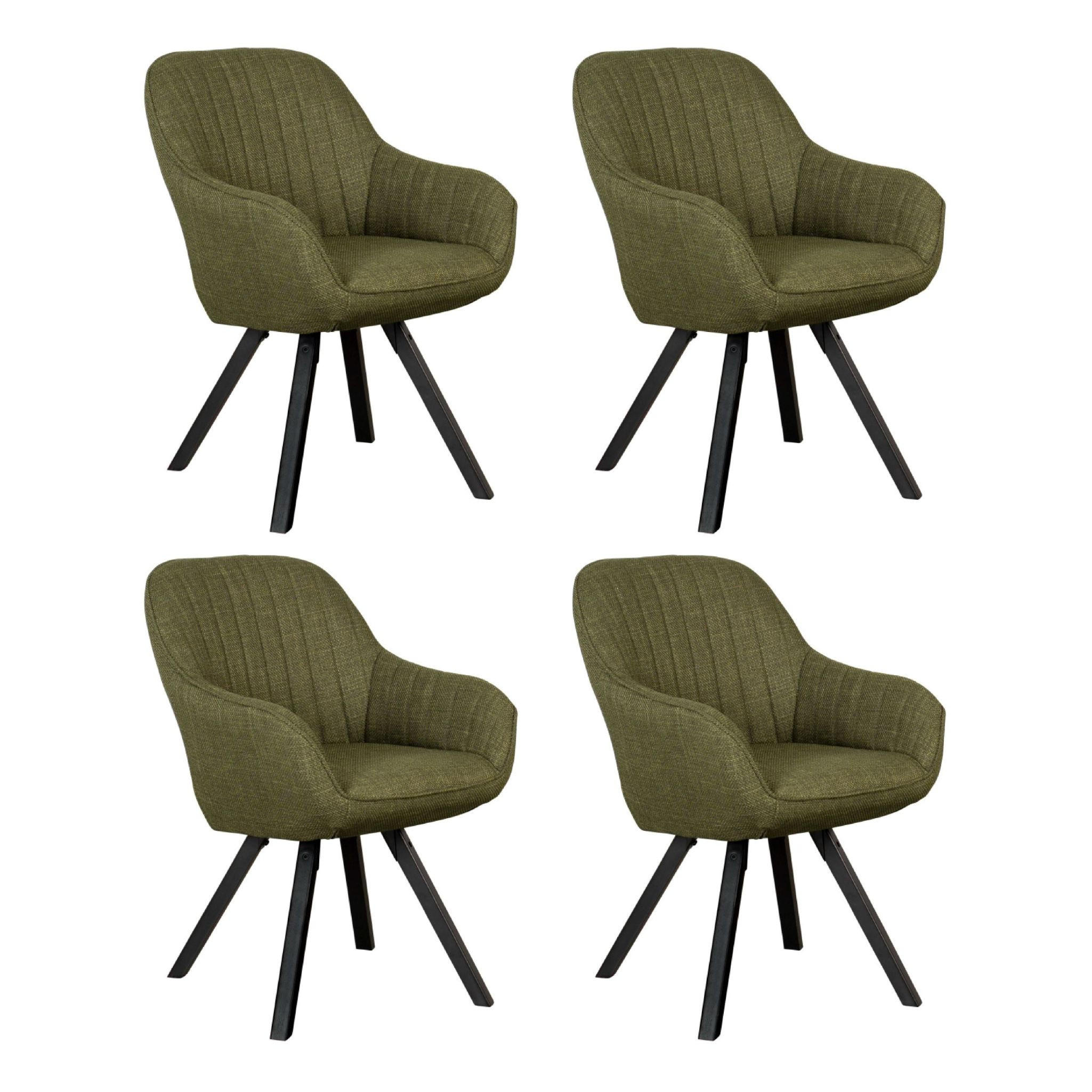 ESSZIMMERSTUHL Matera drehbar 4er-Set - Schwarz/Grün, Naturmaterialien/Textil (59/84/61cm) - Mr. Deko