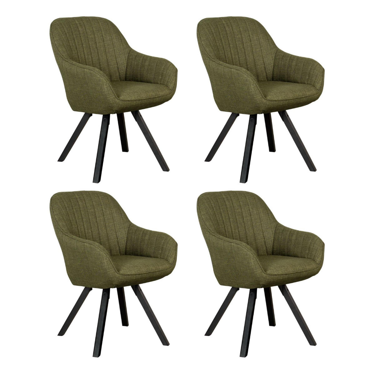 ESSZIMMERSTUHL Matera drehbar 4er-Set - Schwarz/Grün, Naturmaterialien/Textil (59/84/61cm) - Mr. Deko