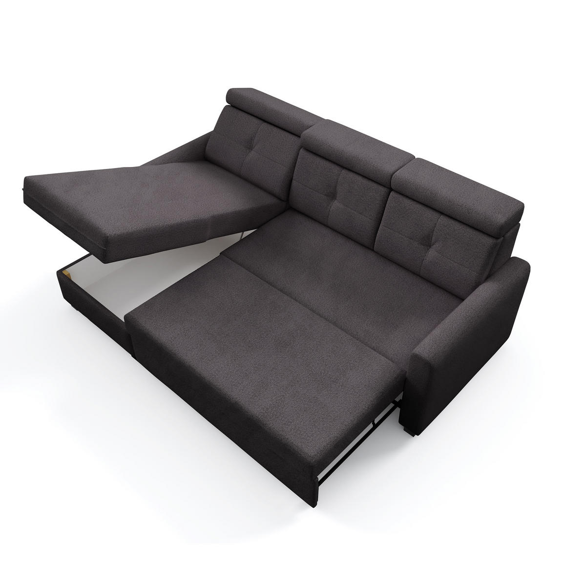 ECKSCHLAFSOFA Milano, Schwarz, links - Schwarz, Textil (217/166cm) - Beautysofa