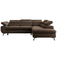 ECKSOFA PABLO L Braun Velvet - Rechts Seite - Schwarz/Braun, Textil/Metall (273/208cm) - MKS