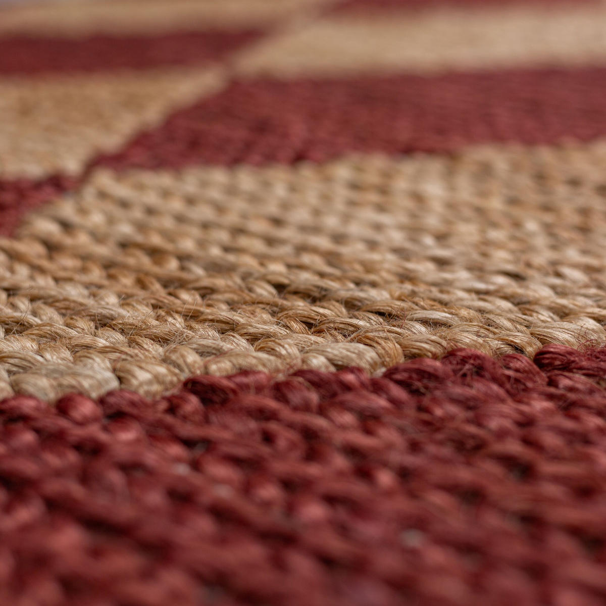 TEPPICH Jute Flachgewebe Rauten Muster, Wohnzimmer Terrakotta Rechteckig 160x230 - Terracotta, Textil (160/230cm) - KADIMA DESIGN